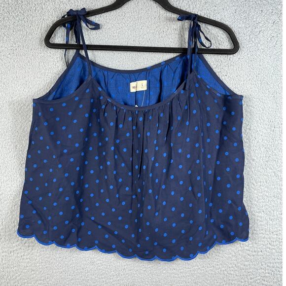 Hollister Women's Size L Blue Polka Dot Tank Top With Tie Straps NWT - Picture 1 of 7